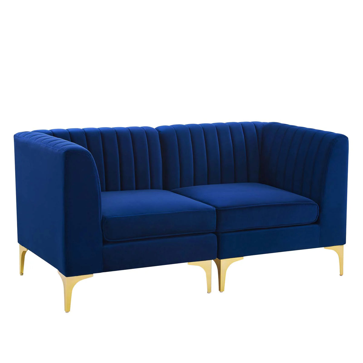 Navy Channel Tufted Performance Velvet Loveseat L49852
