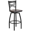 Black and Walnut Metal Swivel Bar Stool I397