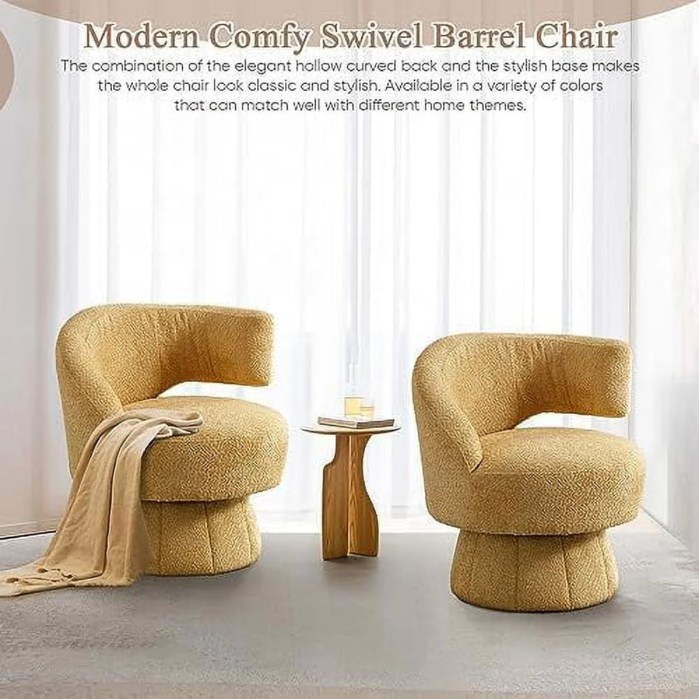 Velvet Swivel Barrel Chair with Gold Metal Base T275