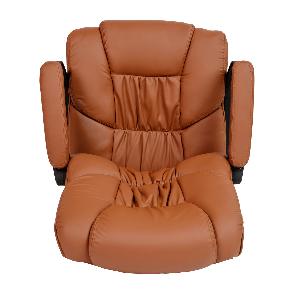 Brown LeatherSoft Swivel Office Chair with Padded Arms V95981