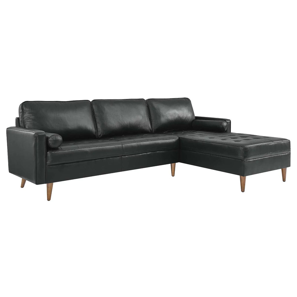 Black Leather Sectional Sofa H118