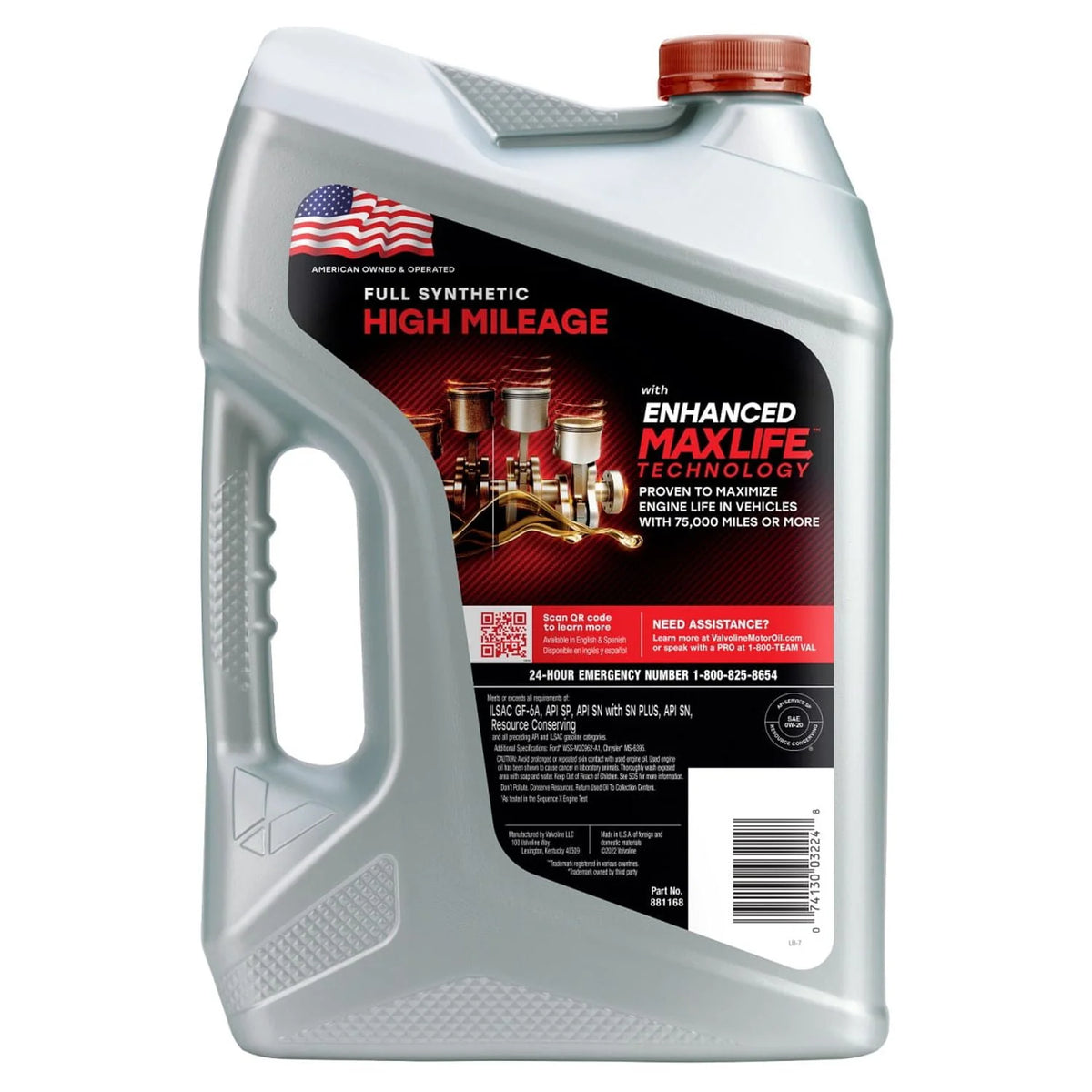 0W-20 Full Synthetic High Mileage Motor Oil 5 QT S3265