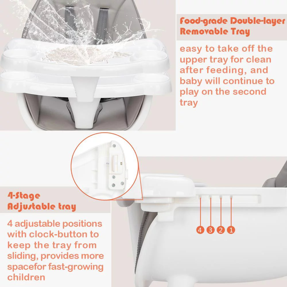 Wooden Gray Convertible High Chair O5247