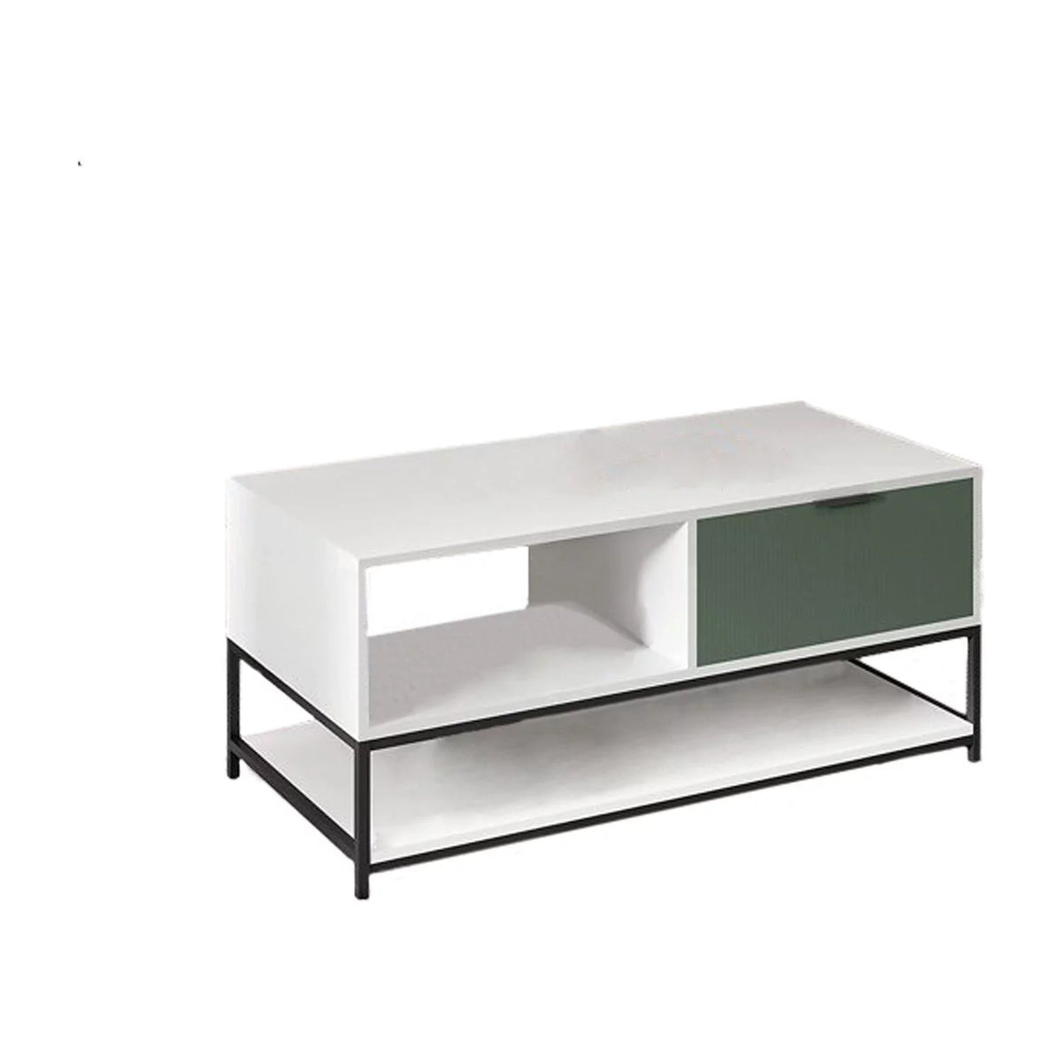 Vintage Wood Coffee Table with Shelves and Drawer N70458