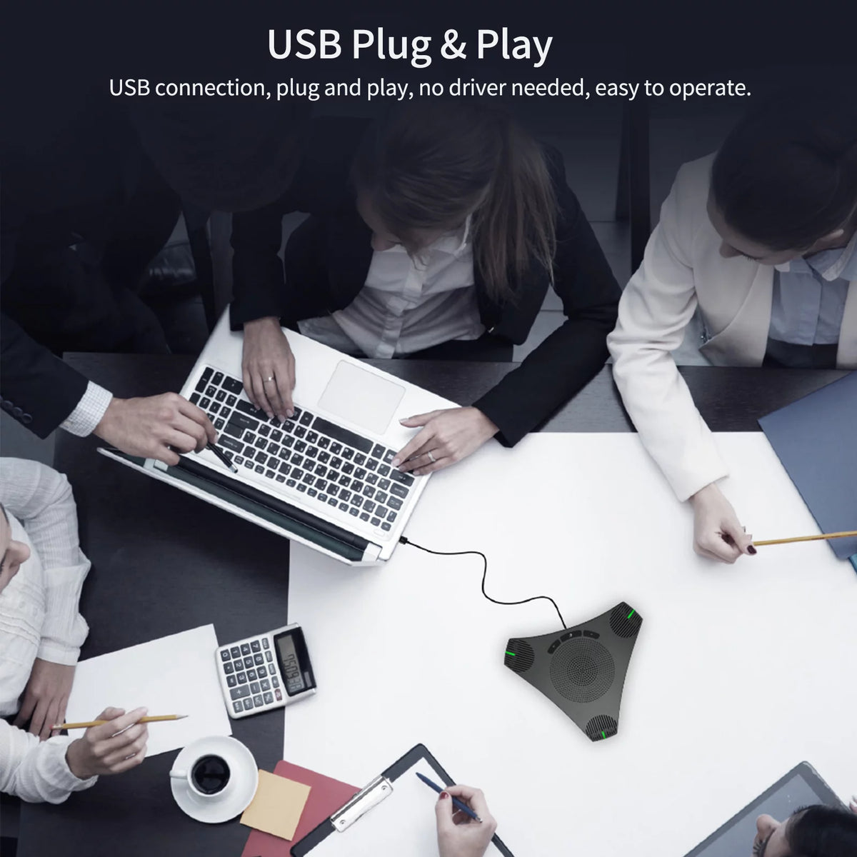 USB Speakerphone Conference Microphone Omnidirectional 360° Voice Pickup I95243