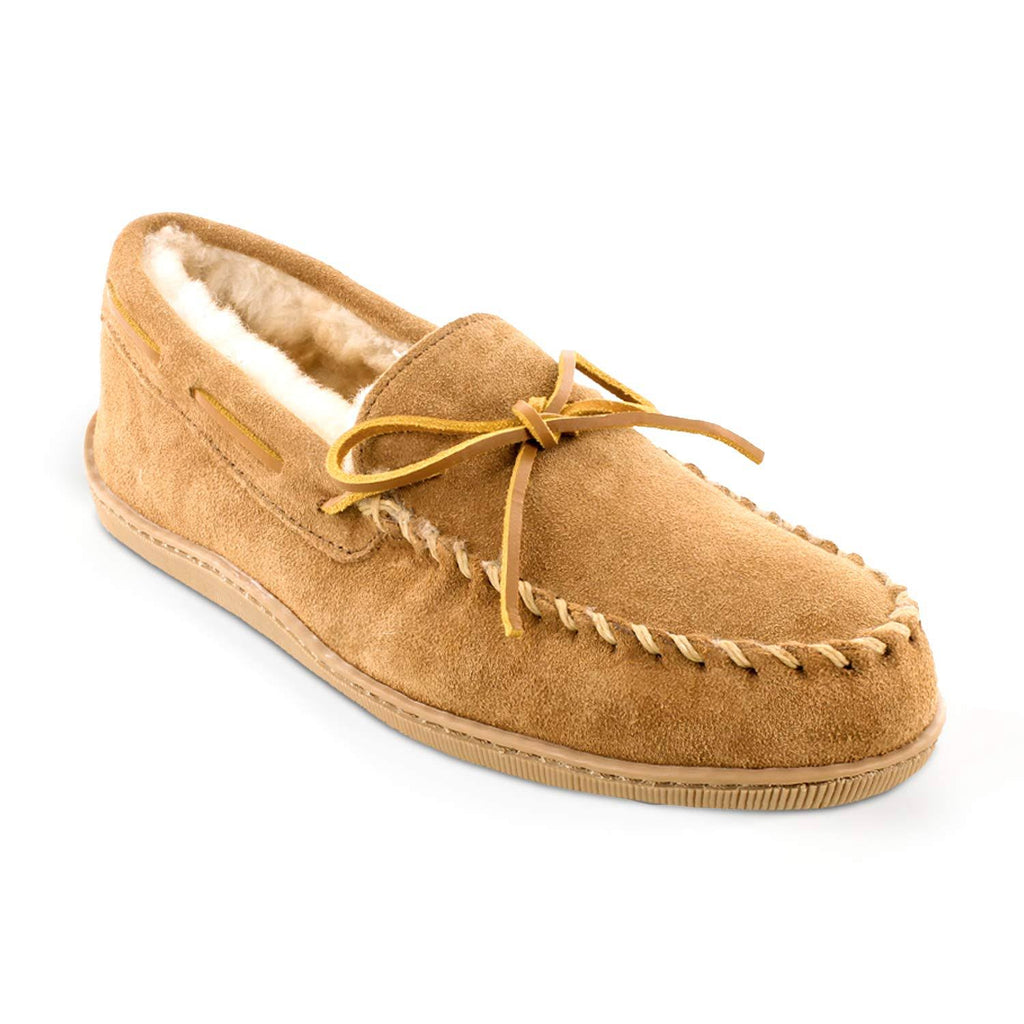 Men's Sheepskin Hardsole Moccasins, Size 13 Wide, Golden Tan O270507