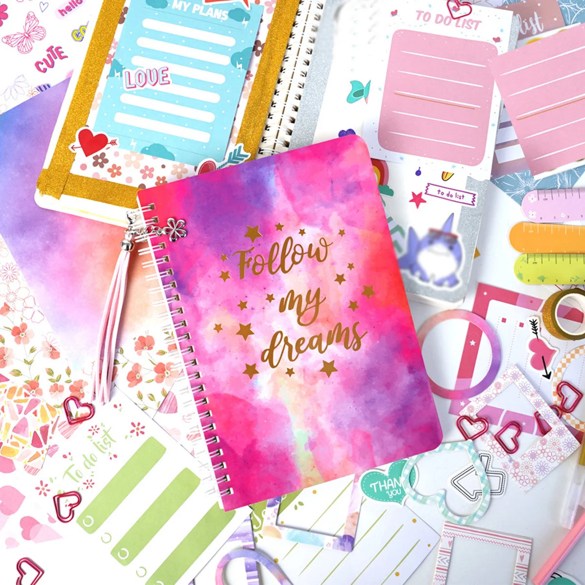 DIY Journal Kit for Girls, Journaling Arts Craft Kit, Scrapbook & Diary Supplies Set Y660824