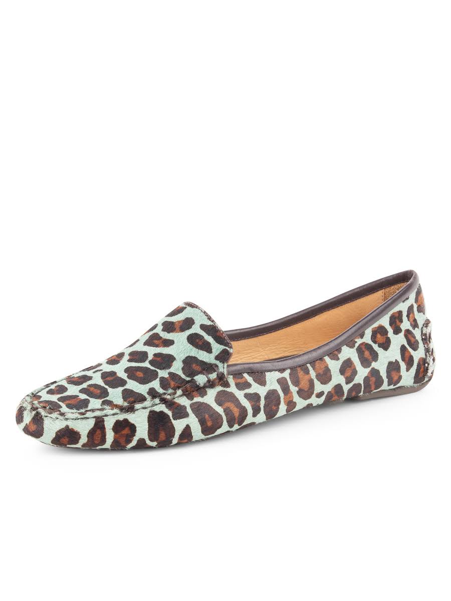 Teal Blue Leopard Driving Moccasin V401