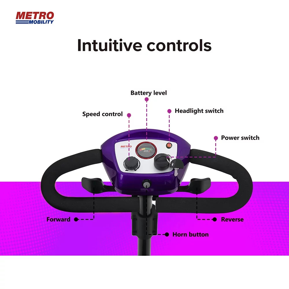 4 Wheel Purple Mobility Scooter with Detachable Basket M399615
