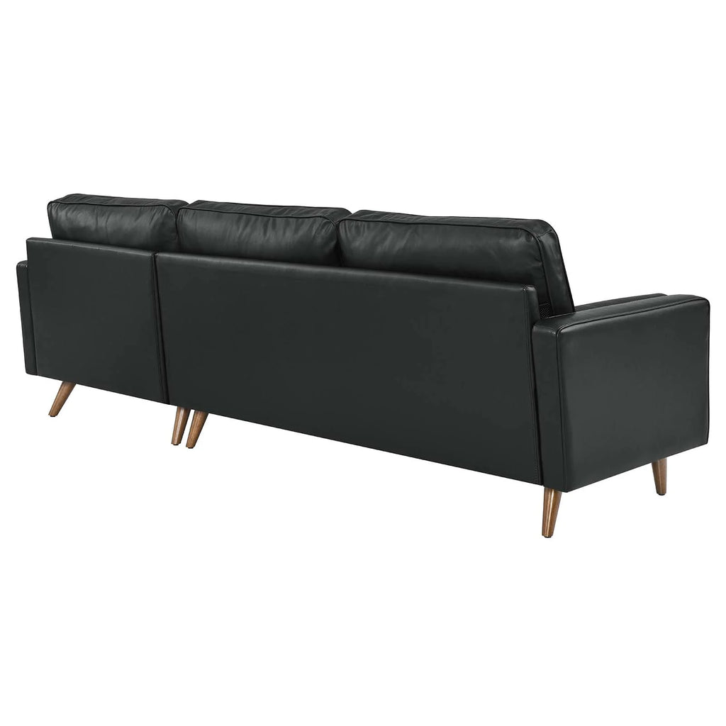 Black Leather Sectional Sofa H118