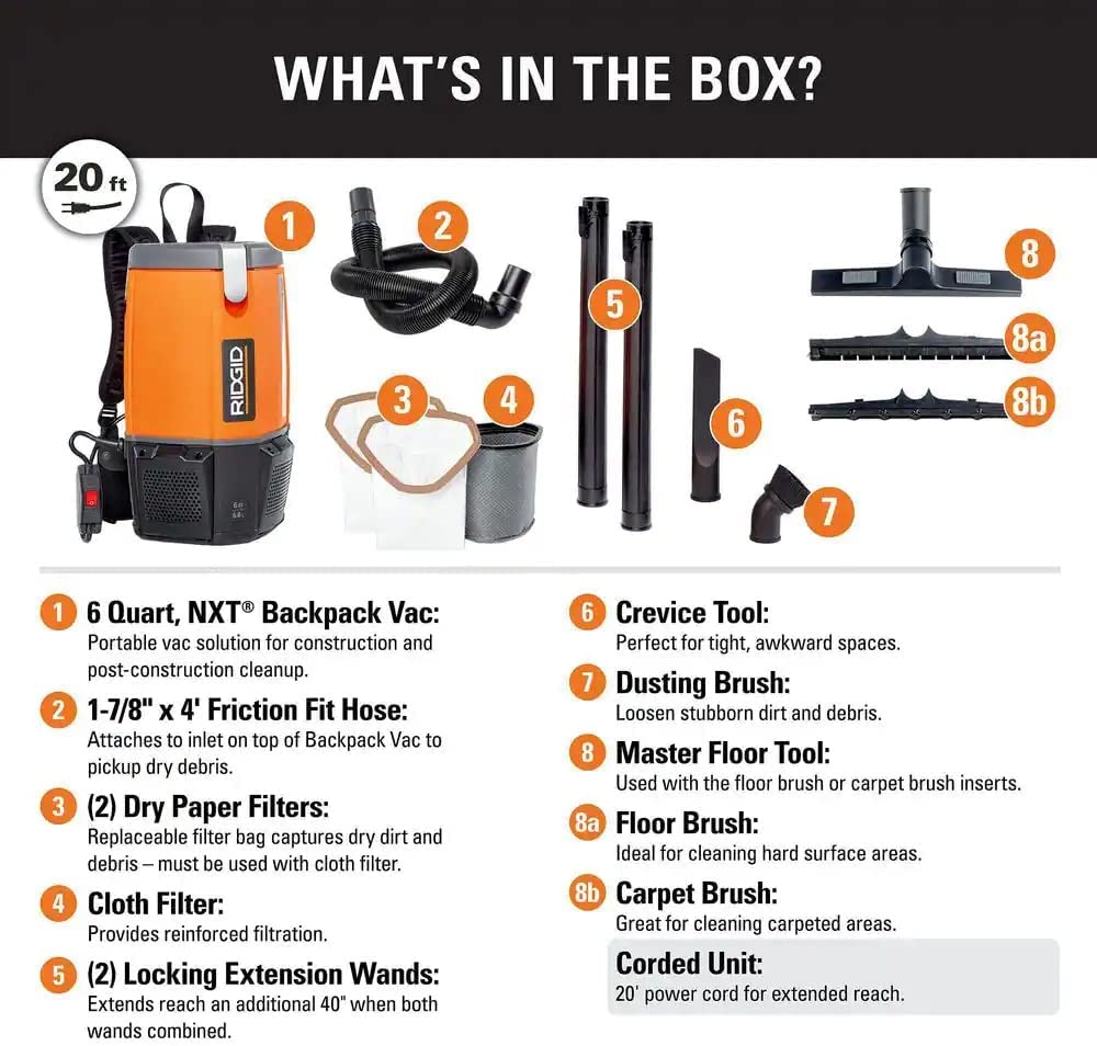 6 Qt. Backpack Vacuum Cleaner with Filters C776