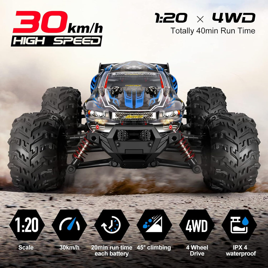 RC Car 4WD Waterproof Off Road Monster Truck with 2 Batteries I99298