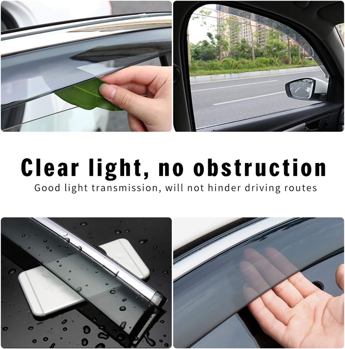 Smoke Car Window Visors Tape-On Outside Deflectors W1517