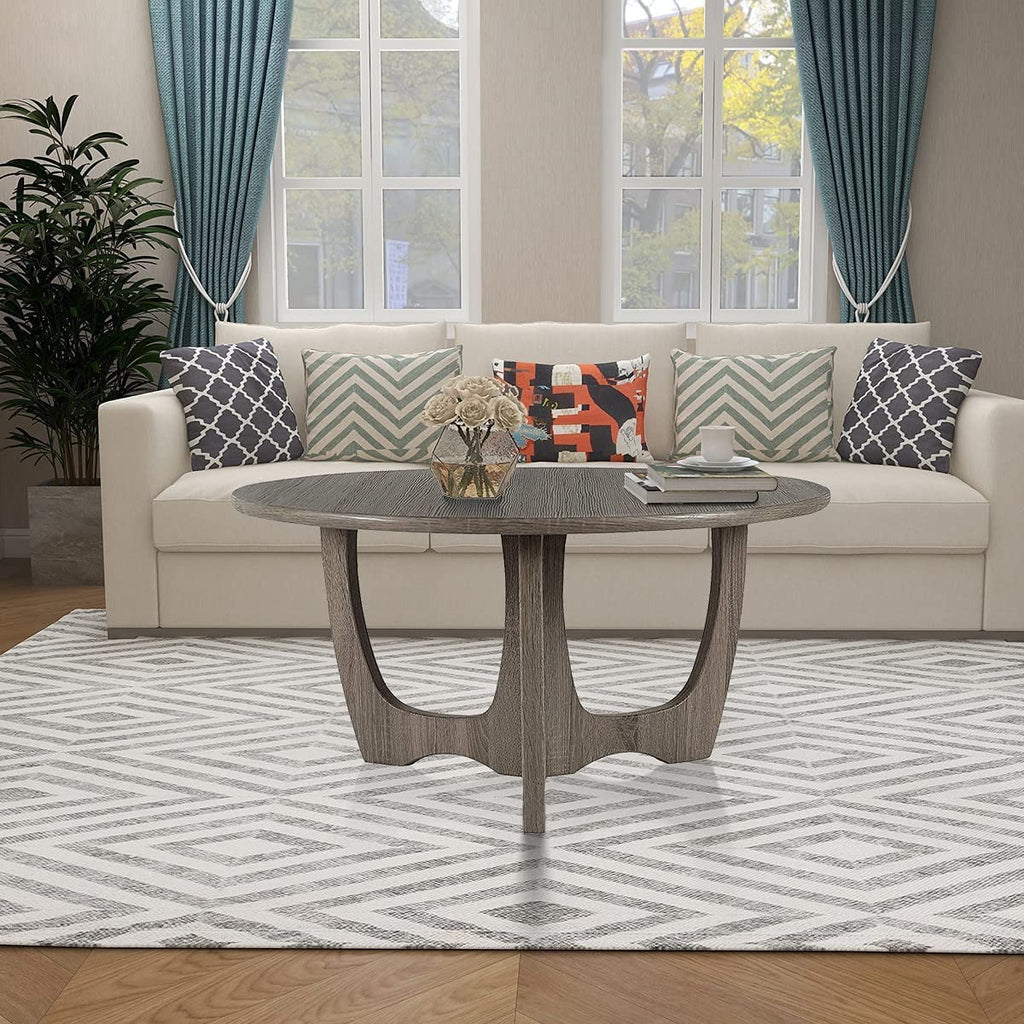 Wooden Round Coffee Table 35.5 x 18 Inches Natural O872420