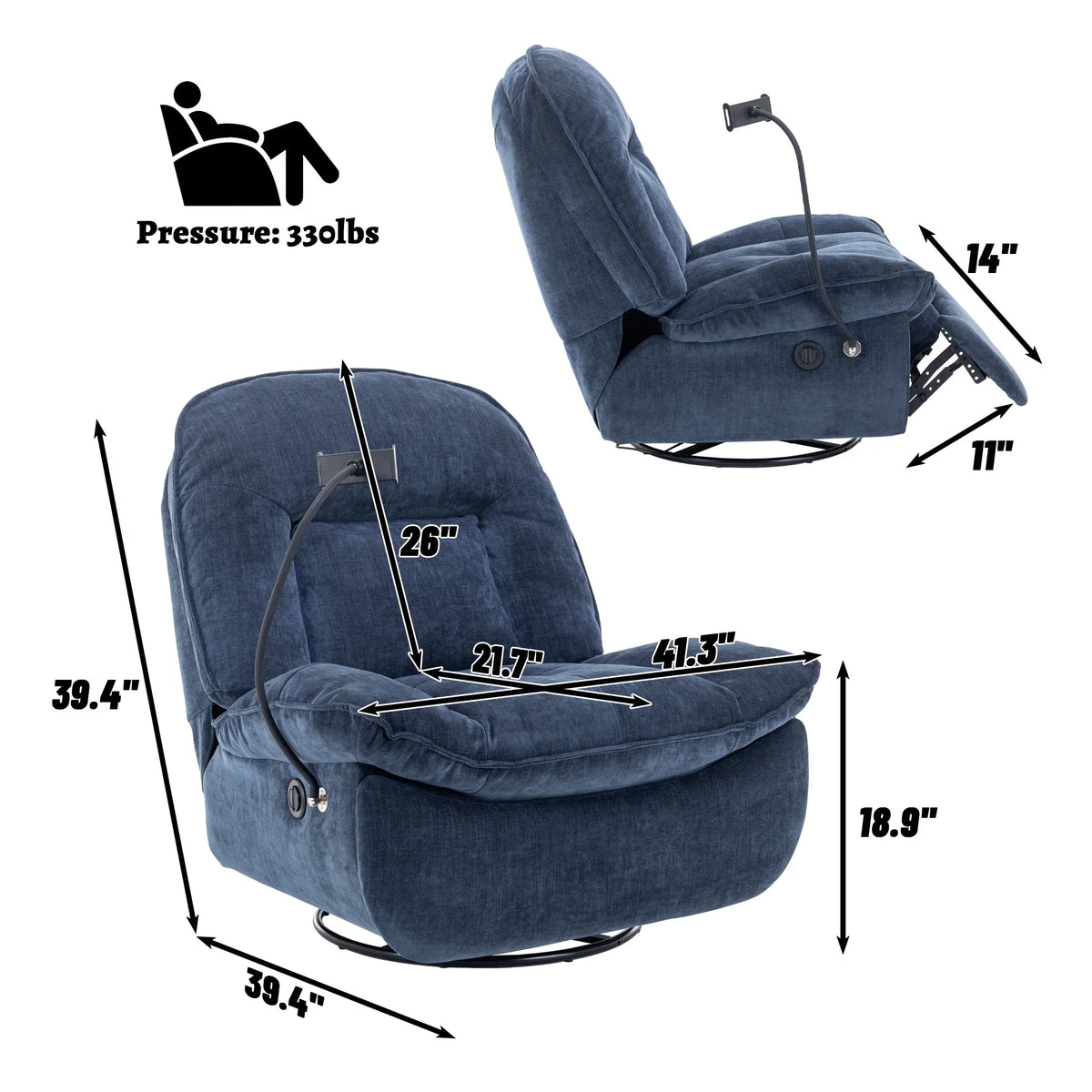 Oversized Electric Recliner Chair with Mobile Phone Bracket C889