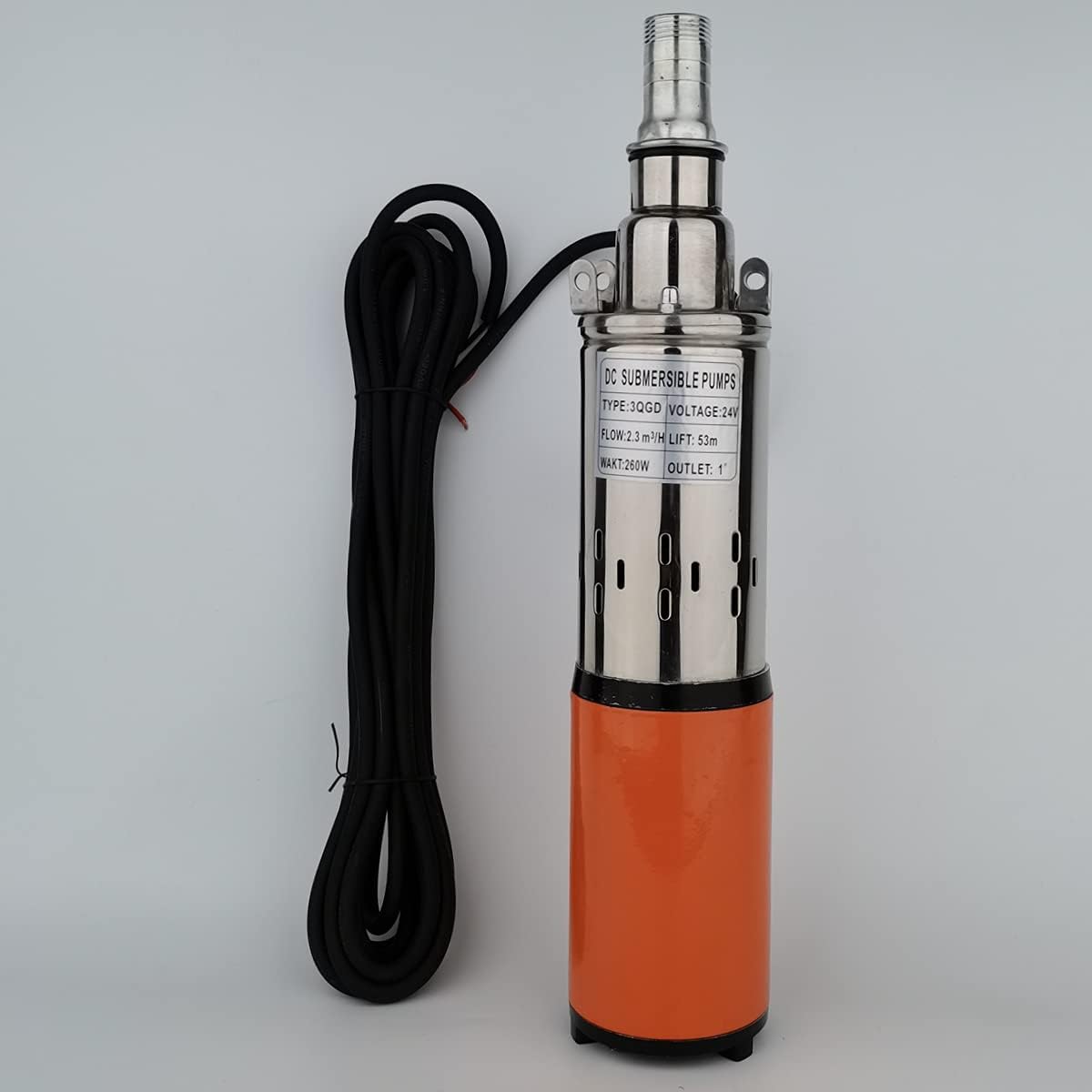 12V DC 250W Stainless Steel Submersible Water Pump 25m 4000L/H 1In Outlet W820