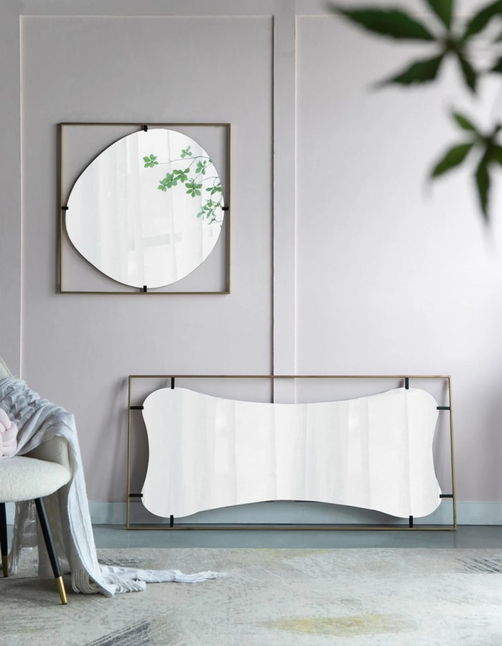 Gold Wall Mirror with Metal Frame L9991