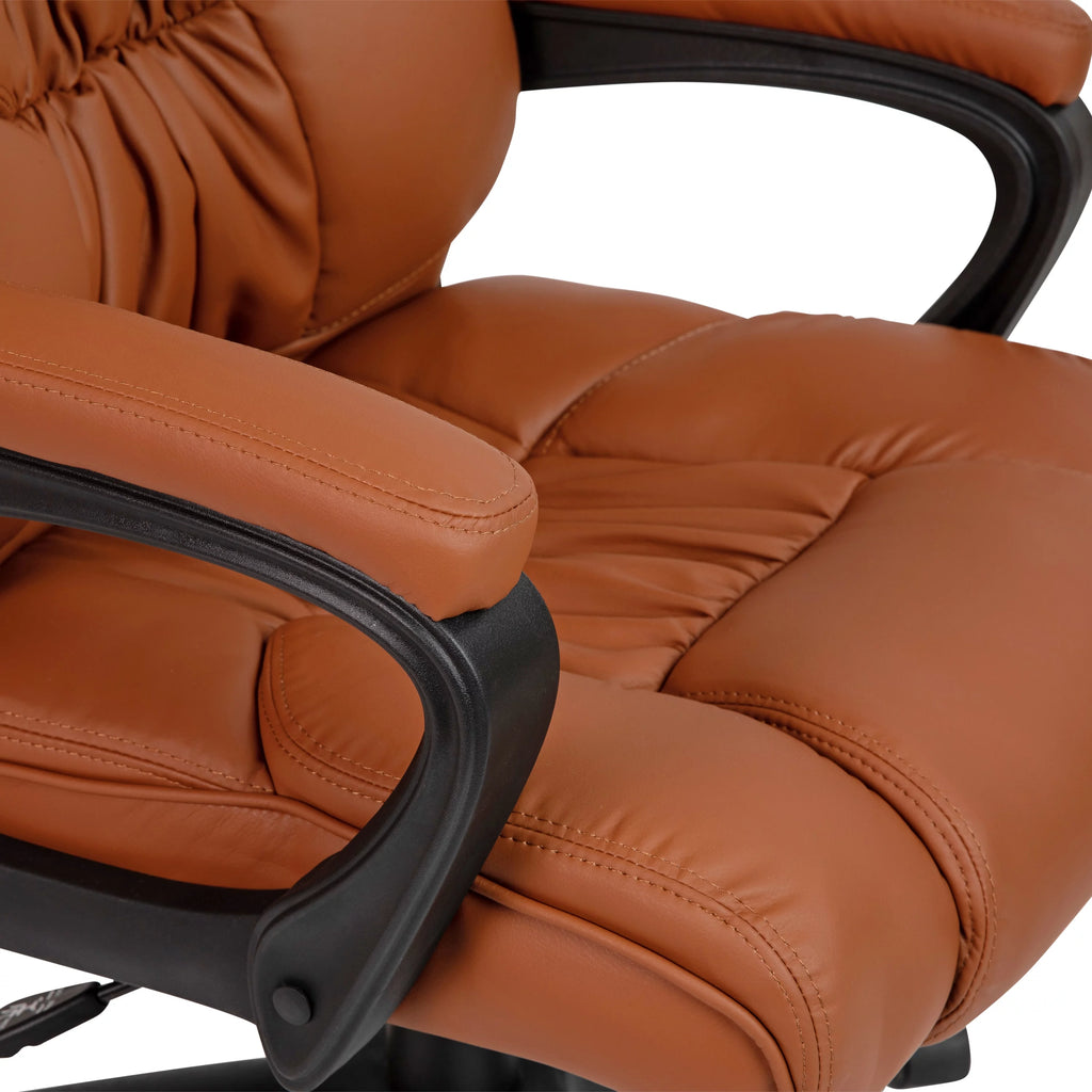 Brown LeatherSoft Swivel Office Chair with Padded Arms V95981