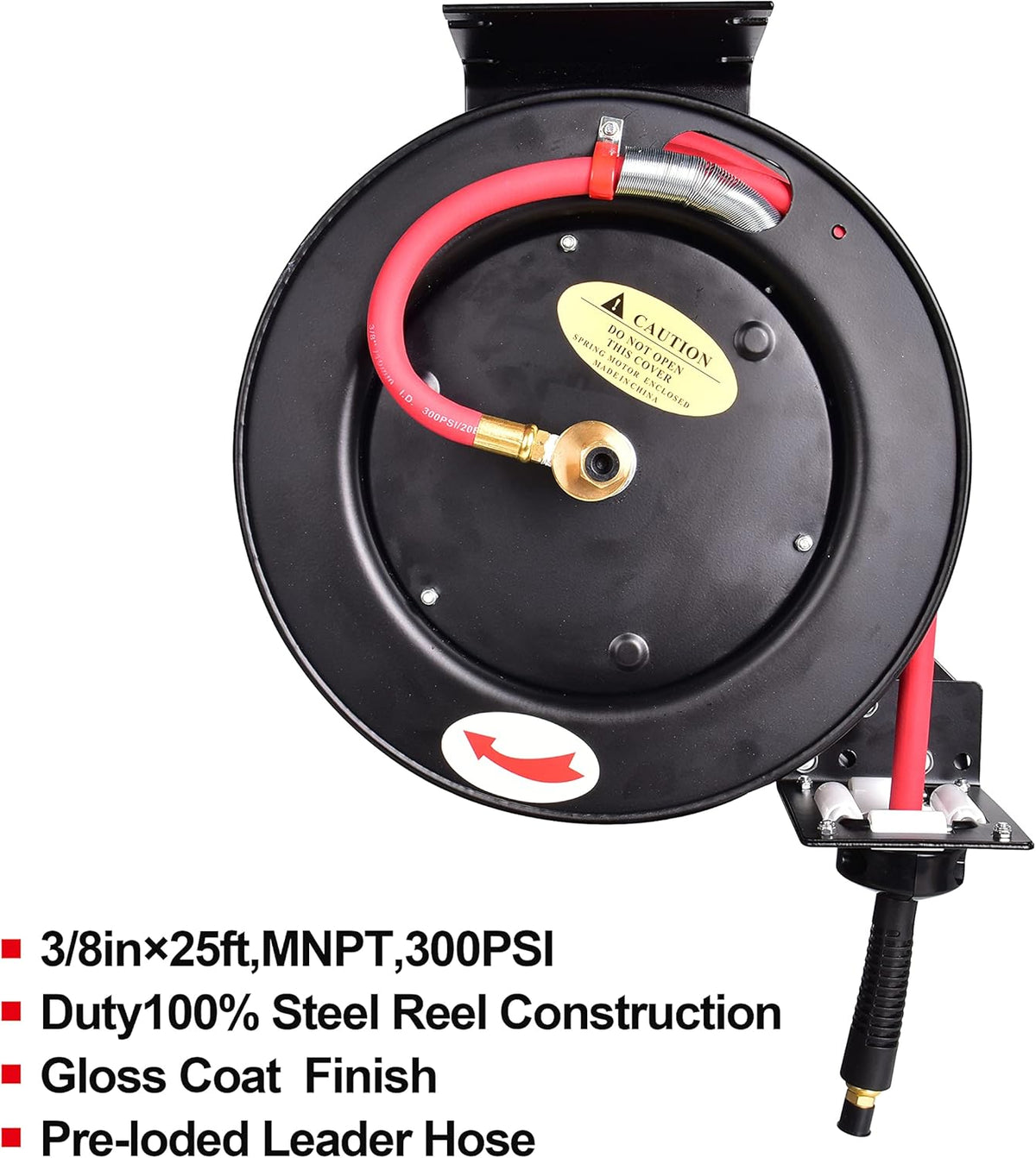 3/8 in x 25 ft Retractable Air Hose Reel, Wall Mount, 300 PSI, Pack of 2 T125502