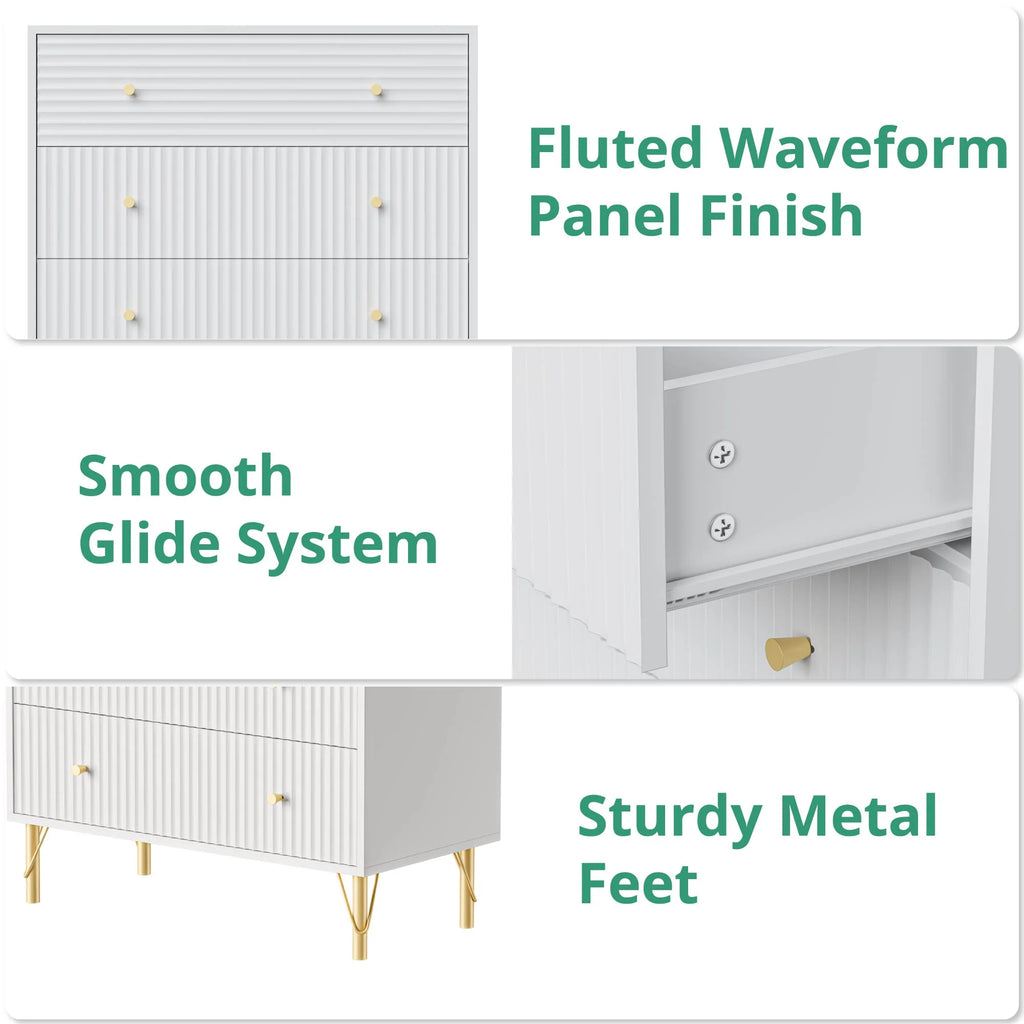 White 4 Drawer Dresser Set of 2 P850