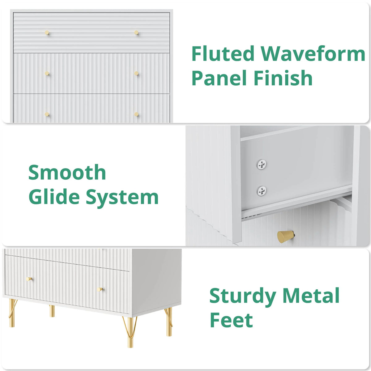 White 4 Drawer Dresser Set of 2 P850