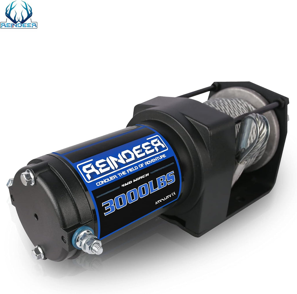 12V 3000 lb Electric Winch Kit with Steel Cable Wire Rope Waterproof IP67 Wireless Remotes S87175