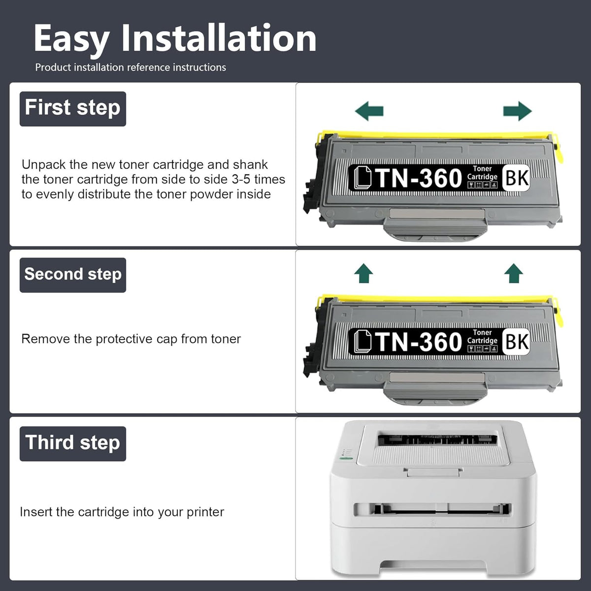 3 Pack Black Toner Cartridge for Brother Printer I264534
