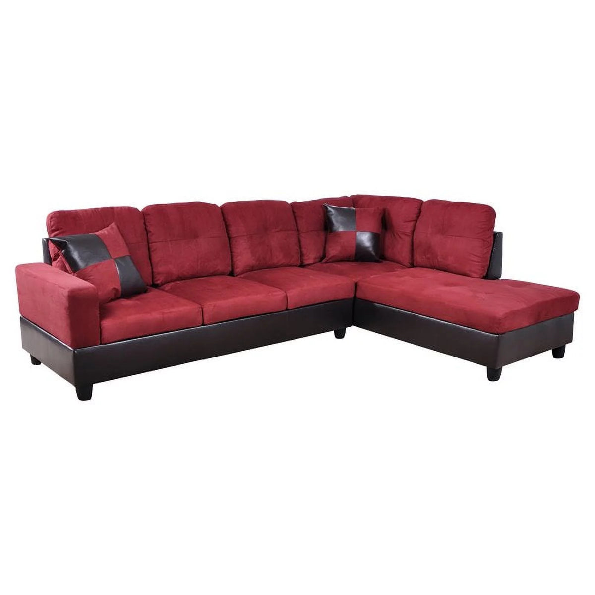 Red Microfiber Fabric Right Facing Sectional Y673
