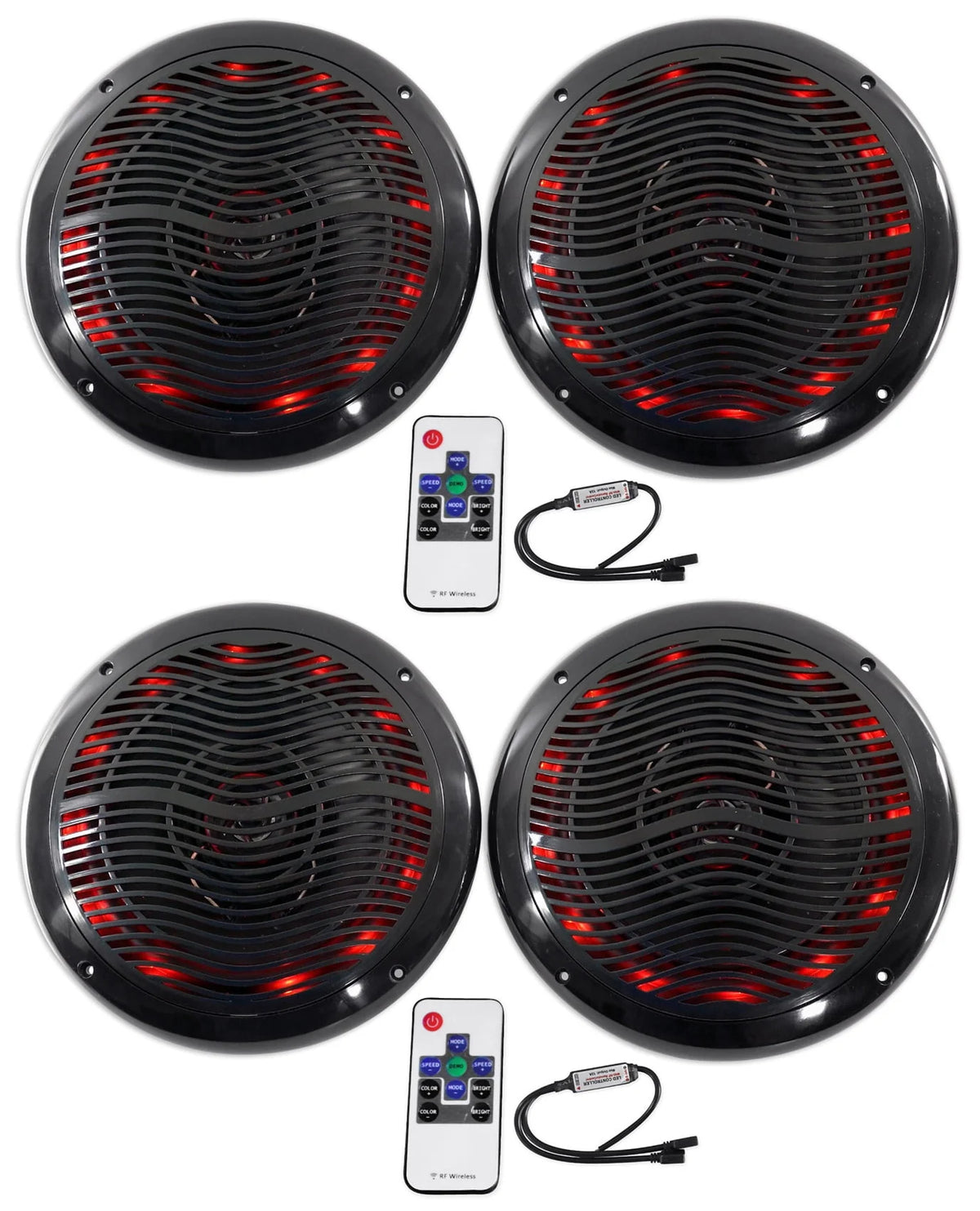 Black 6.5 Marine Speakers with Multi Color LED M5263