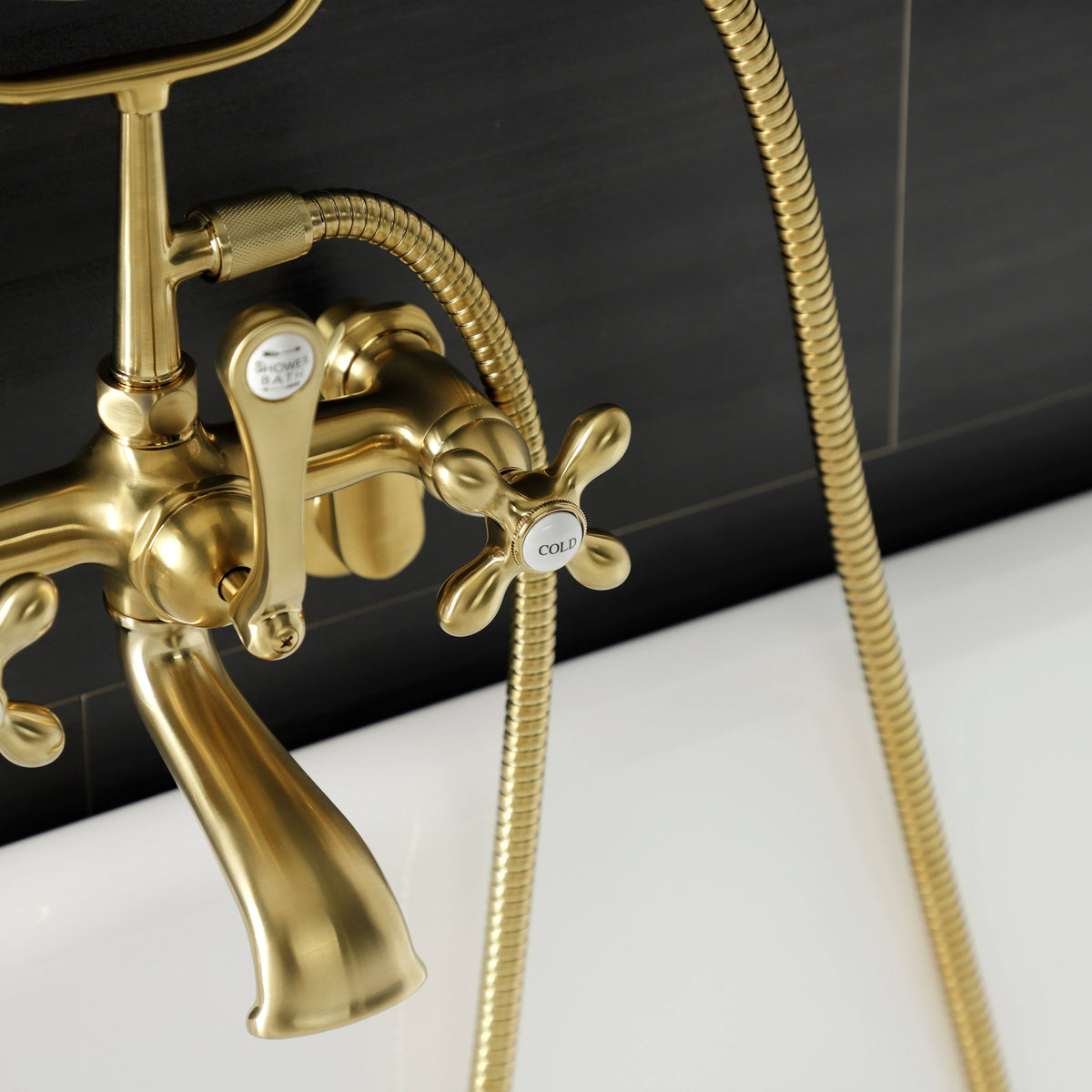 Matte Black Wall Mount Tub Faucet with Hand Shower F5913
