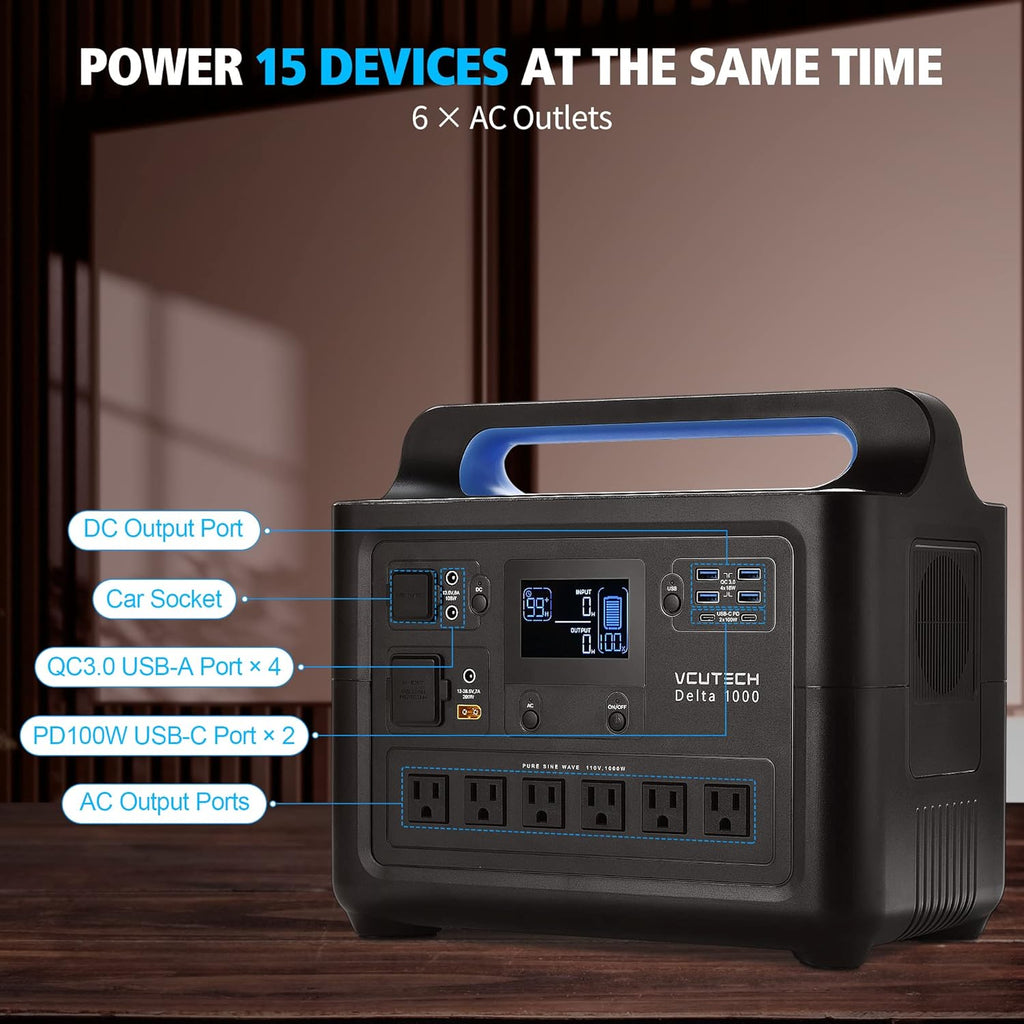 Portable Power Station 1000W Solar Generator with Solar Panel K26623