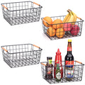 White Wire Baskets with Wooden Handles Set of 2 V34931