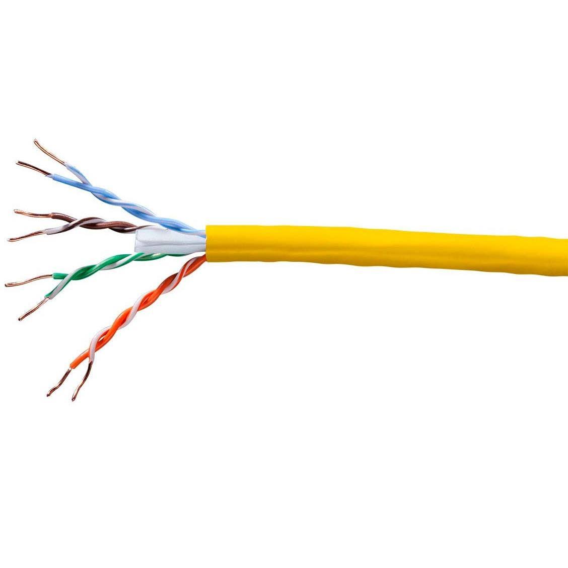 Cat5e Ethernet Bulk Cable Solid 350MHz UTP Cmp Plenum Copper 24AWG 1000ft Yellow H214743