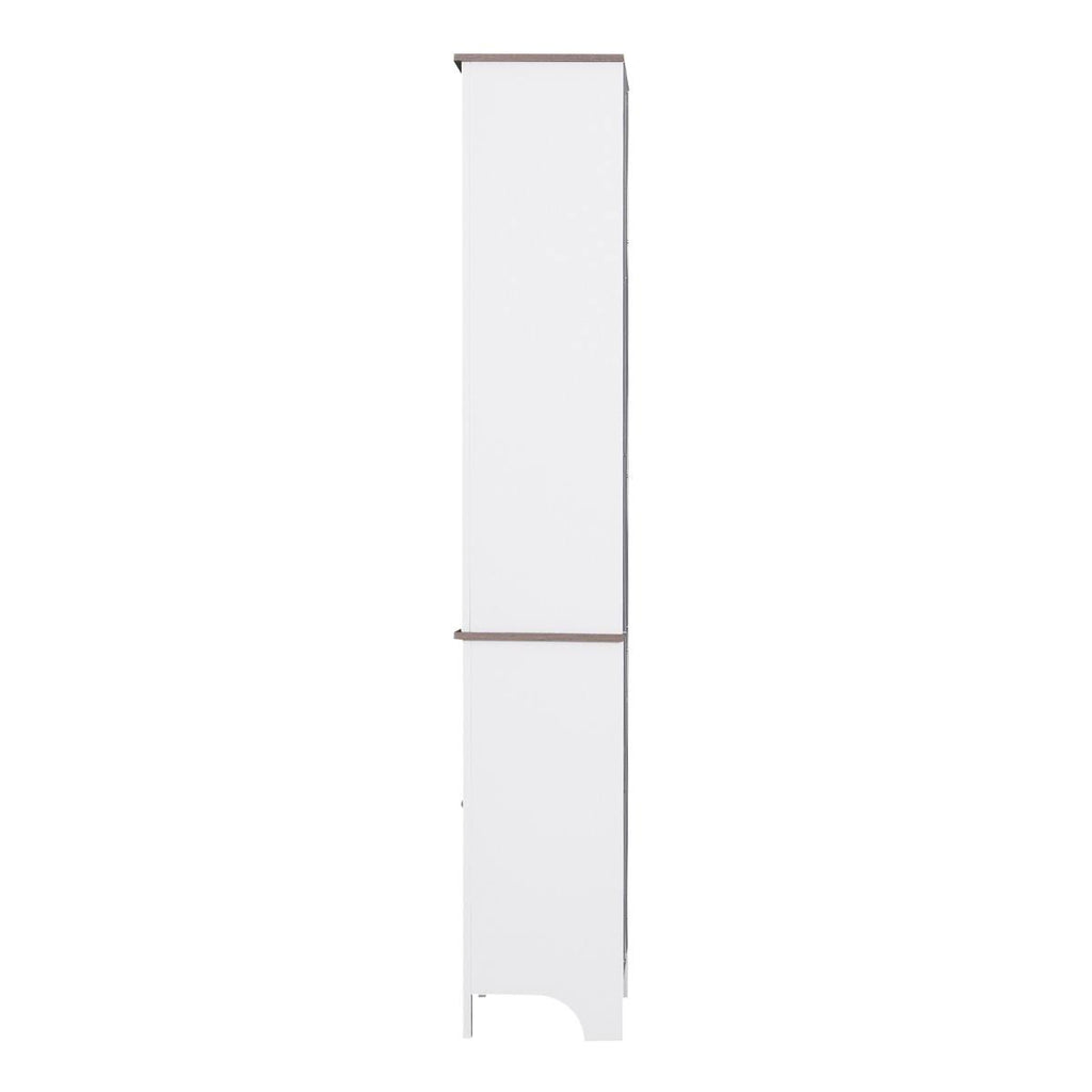 White Wood Free Standing Bathroom Linen Tower Storage Cabinet E23095