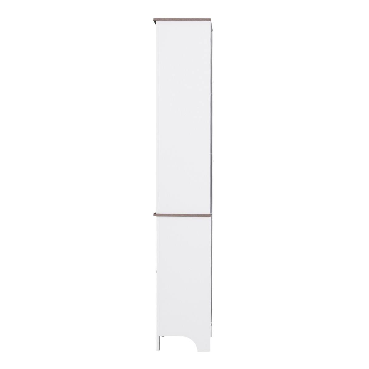 White Wood Free Standing Bathroom Linen Tower Storage Cabinet E23095