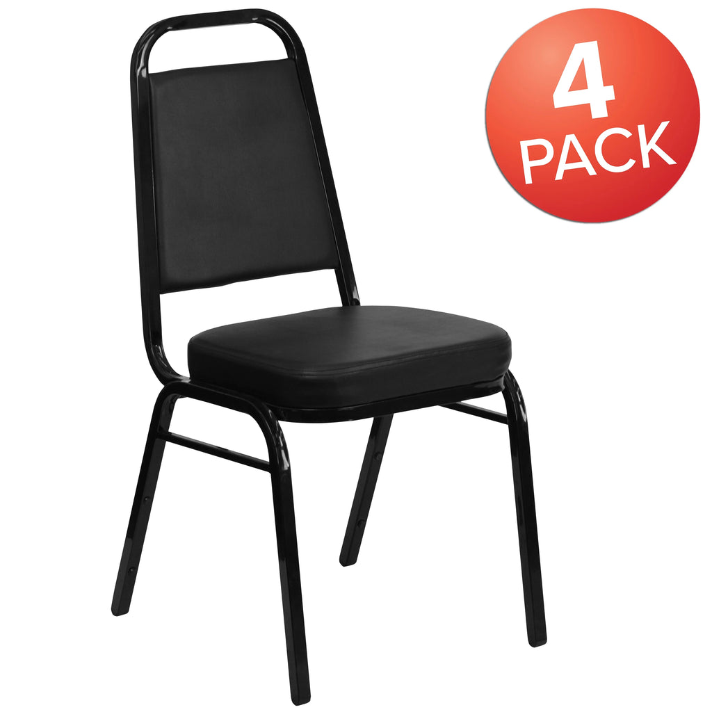 4 Pack Black Vinyl Stacking Banquet Chair Y885538