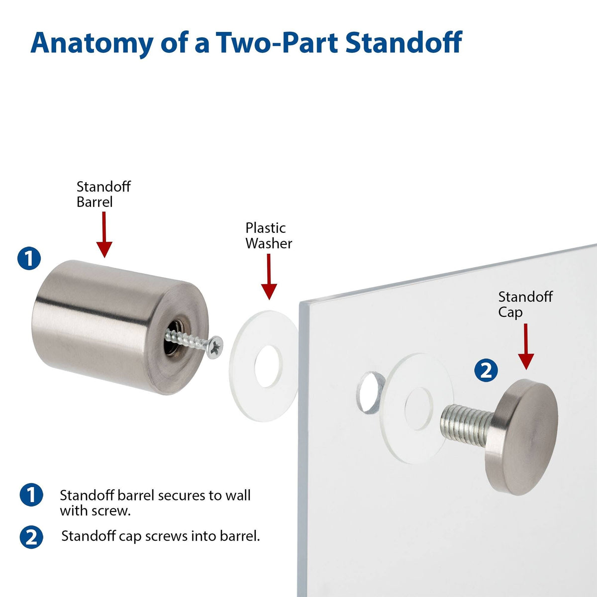 48 Piece Brushed Finish Stainless Steel Standoff C620935
