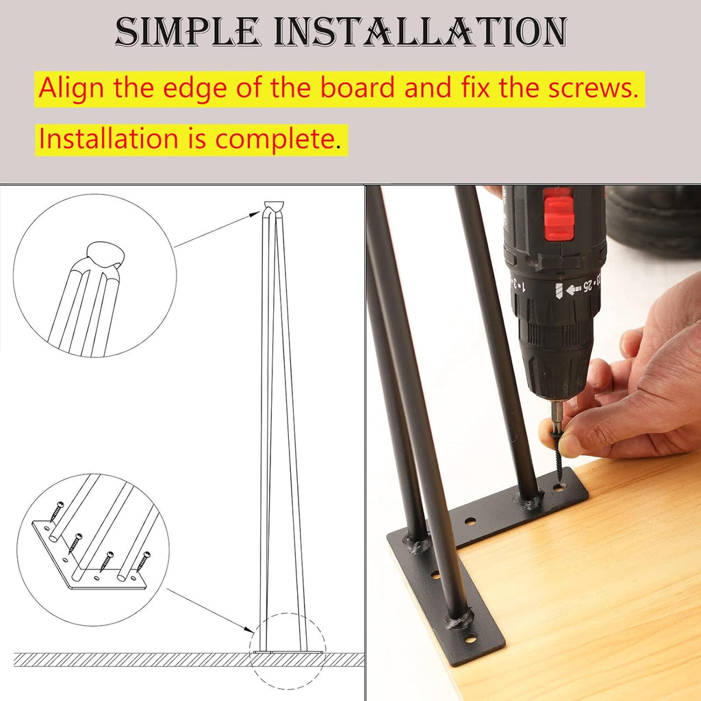Black 30 inch 4 Pcs Heavy Duty Furniture Legs L157137