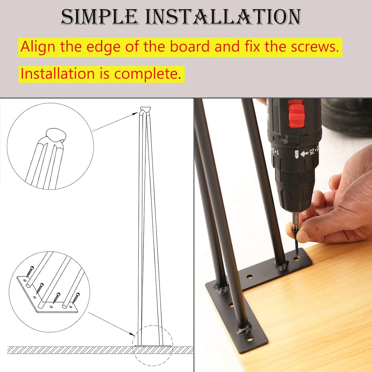 Black 30 inch 4 Pcs Heavy Duty Furniture Legs L157137