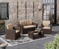 4 PCS Rattan Wicker Patio Conversation Set Q11590