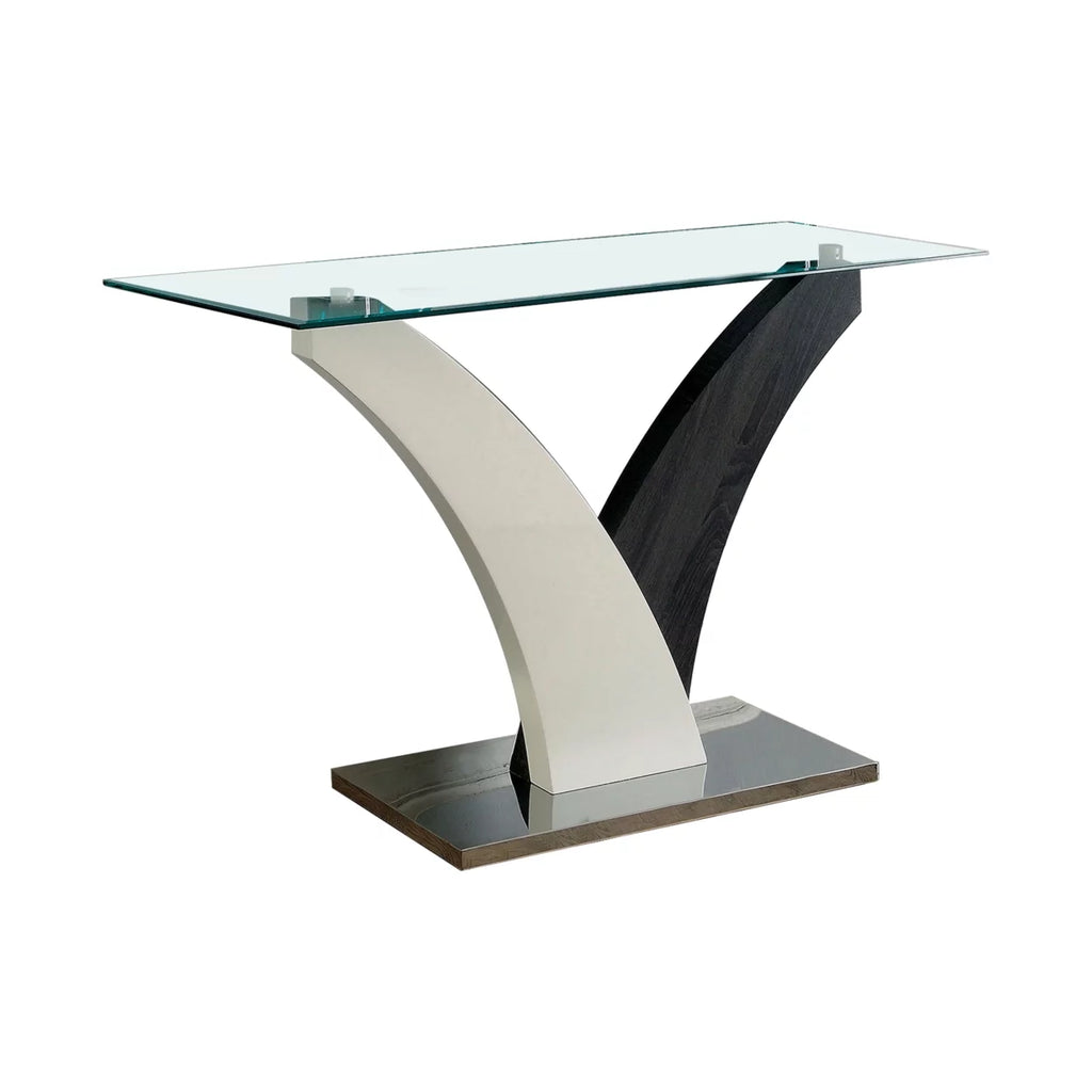 Sofa Table with Curved V Base and Rectangular Glass Top O608