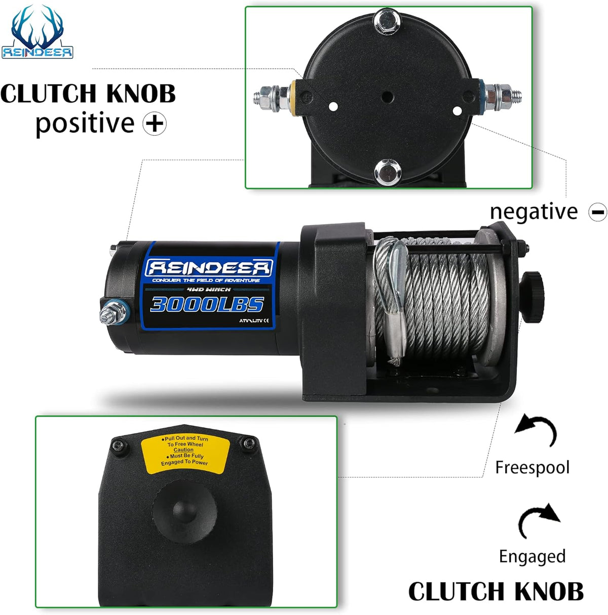 12V 3000 lb Electric Winch Kit with Steel Cable Wire Rope Waterproof IP67 Wireless Remotes S87175