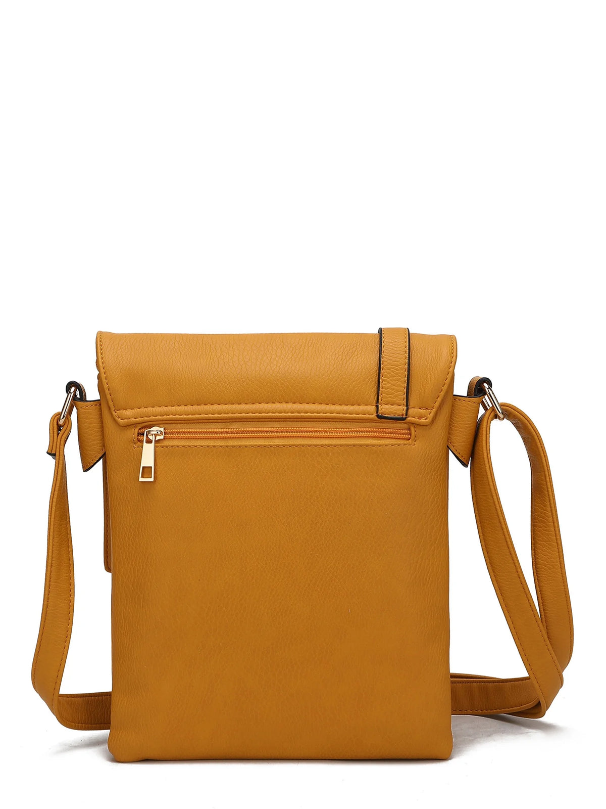 Mustard Vegan Leather Crossbody Bag D4752