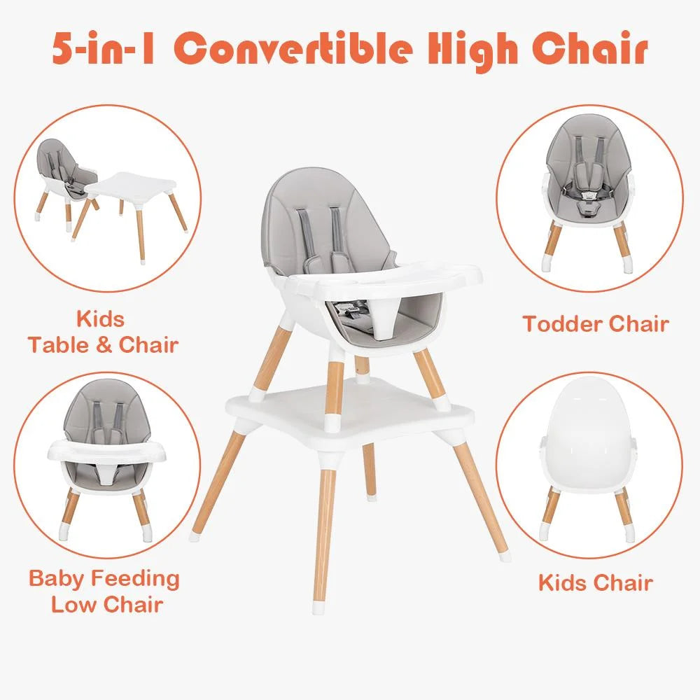 Wooden Gray Convertible High Chair O5247