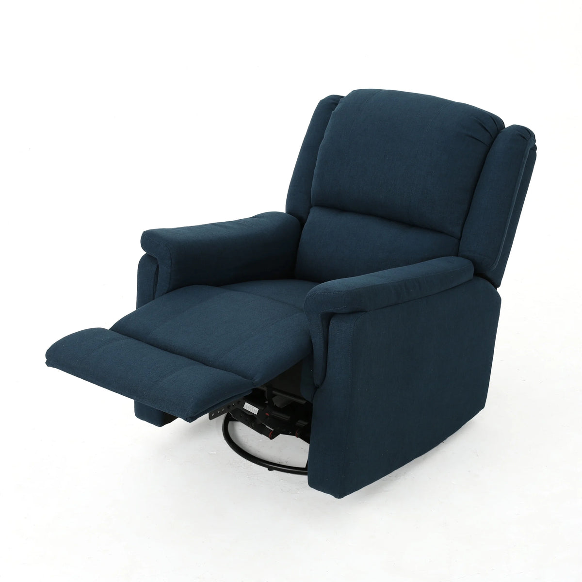 Navy Blue Fabric Tufted Swivel Glider Recliner U3341