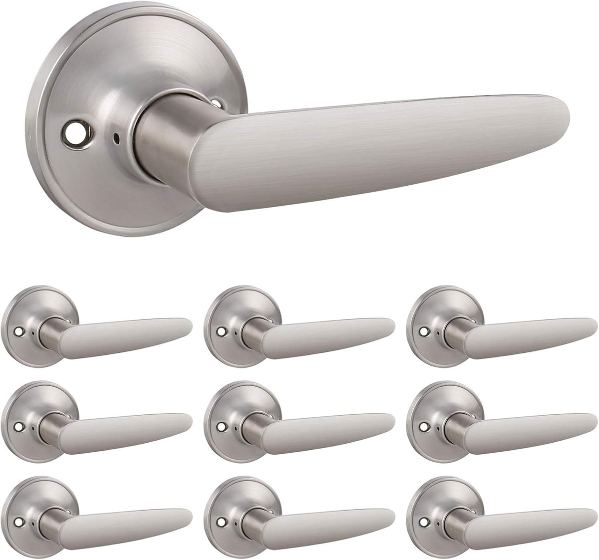 5 Pack Satin Nickel Door Levers Straight Handle Keyless Non-Locking Pull/Push C373543
