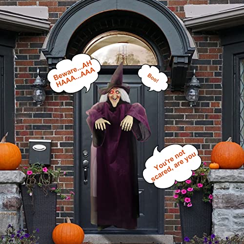 Halloween Outdoor Decoration 75" Life Size Hanging Animated Talking Witch C311043