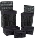 Woven Willow Baskets with Liner, Set of 5, Rectangular Storage Bins with Lids A166376