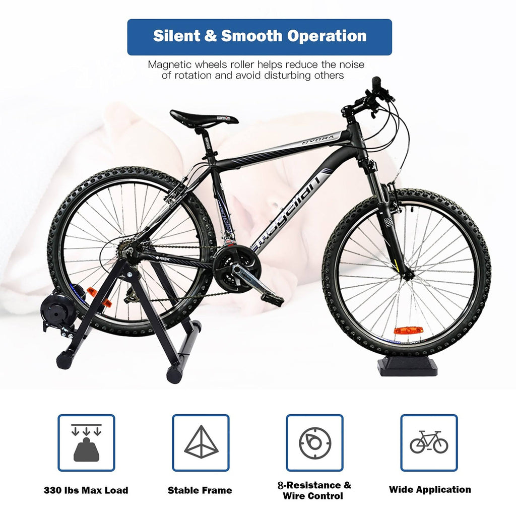 Magnetic Indoor Bicycle Trainer Exercise Stand 8 Levels - Black Y51274