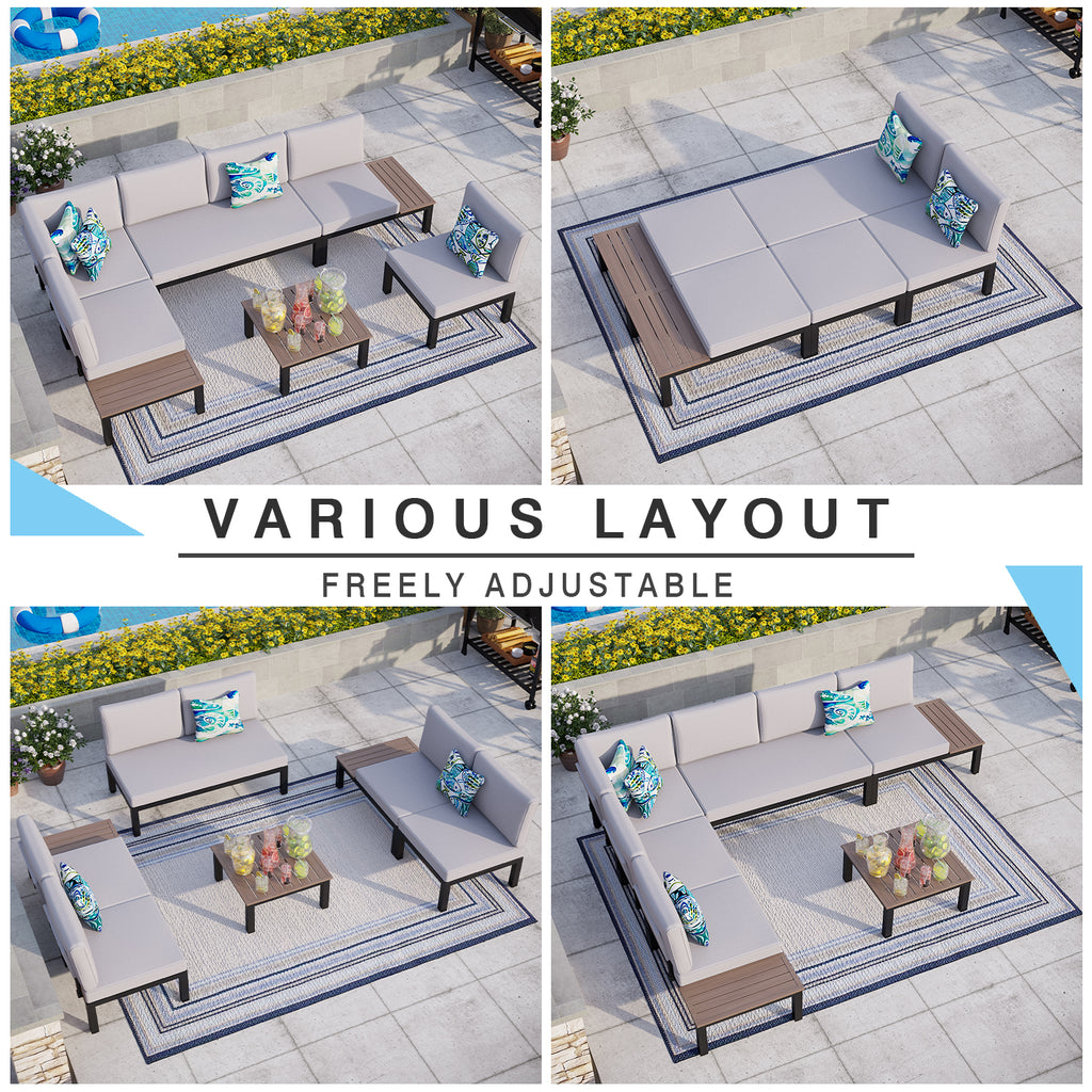 6-Piece Patio Conversation Set Outdoor Sofa with Cushions B8037